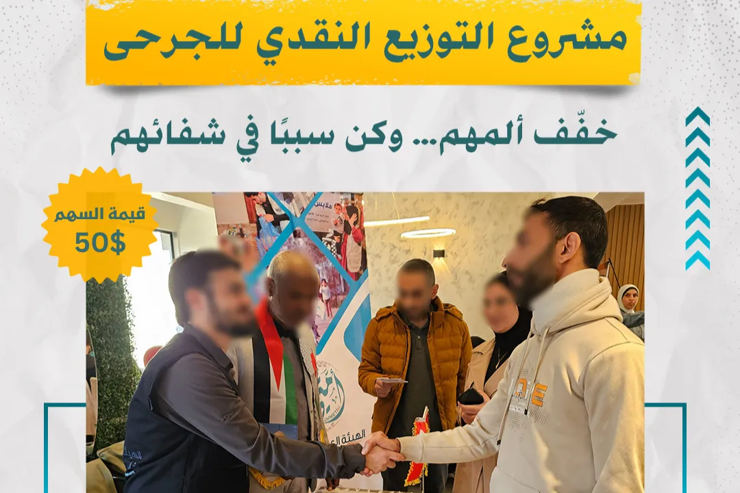 ✅ مشروع التوزيع النقدي للجرحى من أهل غزة في مصر – أمتي